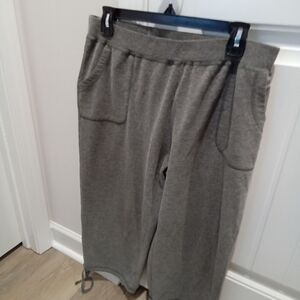 Zena Sport Plus Size 2X Gray Cotton/ Spandex Capris Joggers Pull On Waist
